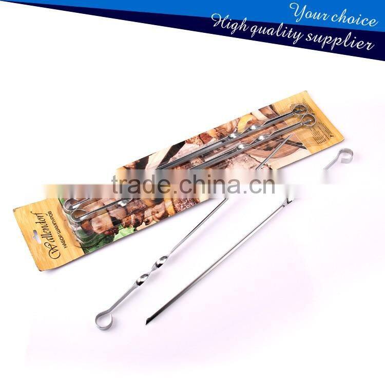 BBQ Skewer Stainless Steel Barbecure Grill 6pcs Flat Meats Skewer