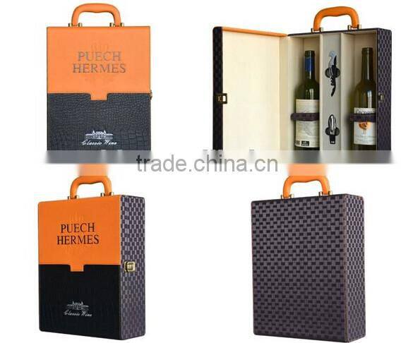 True Fabrications pu leather 2 Bottle Wine Holder wine packaging boxes