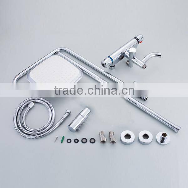 luxury double handle 8 inch rainfall shower head thermostatic bath shower faucet set