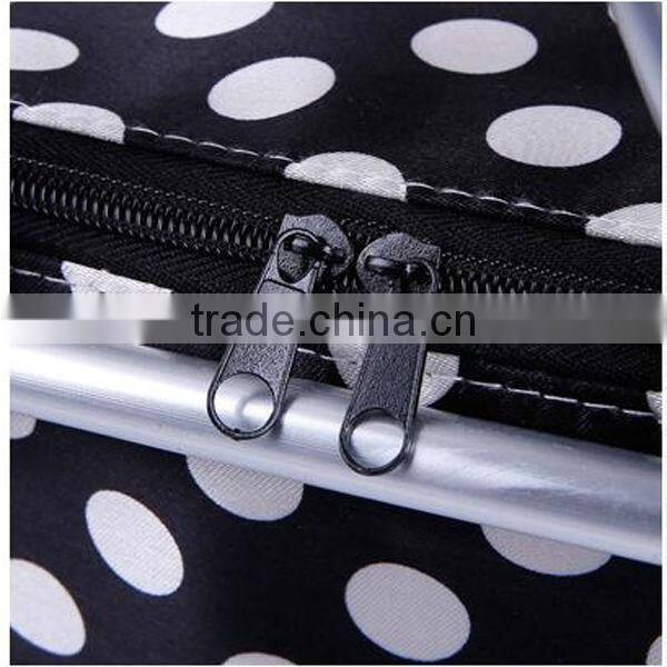 New Eco Friendly Oxford Fabric Collapsible Reusable Cooler Bag Folding Picnic Shopping Basket Black