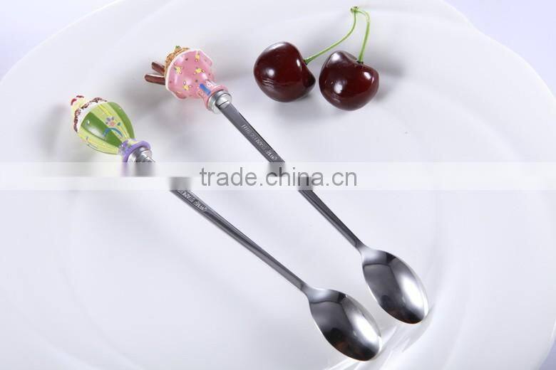Long handle stainless steel tasting spoons with custom design handle