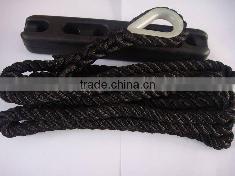 14mm 3-strand twist black pp rope