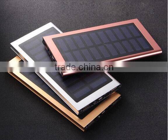 20000 mah extrathin solar Charger Aluminum External Battery Backup Ultra Thin Solar Power bank