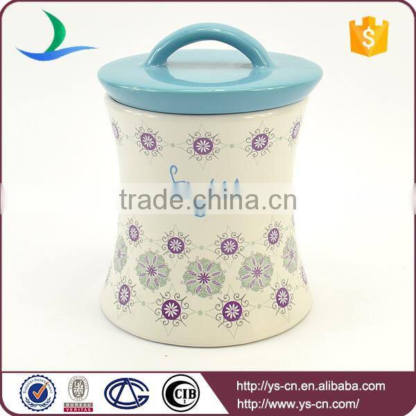 Modern Style Ceramic Storage Containers With Blue Lid
