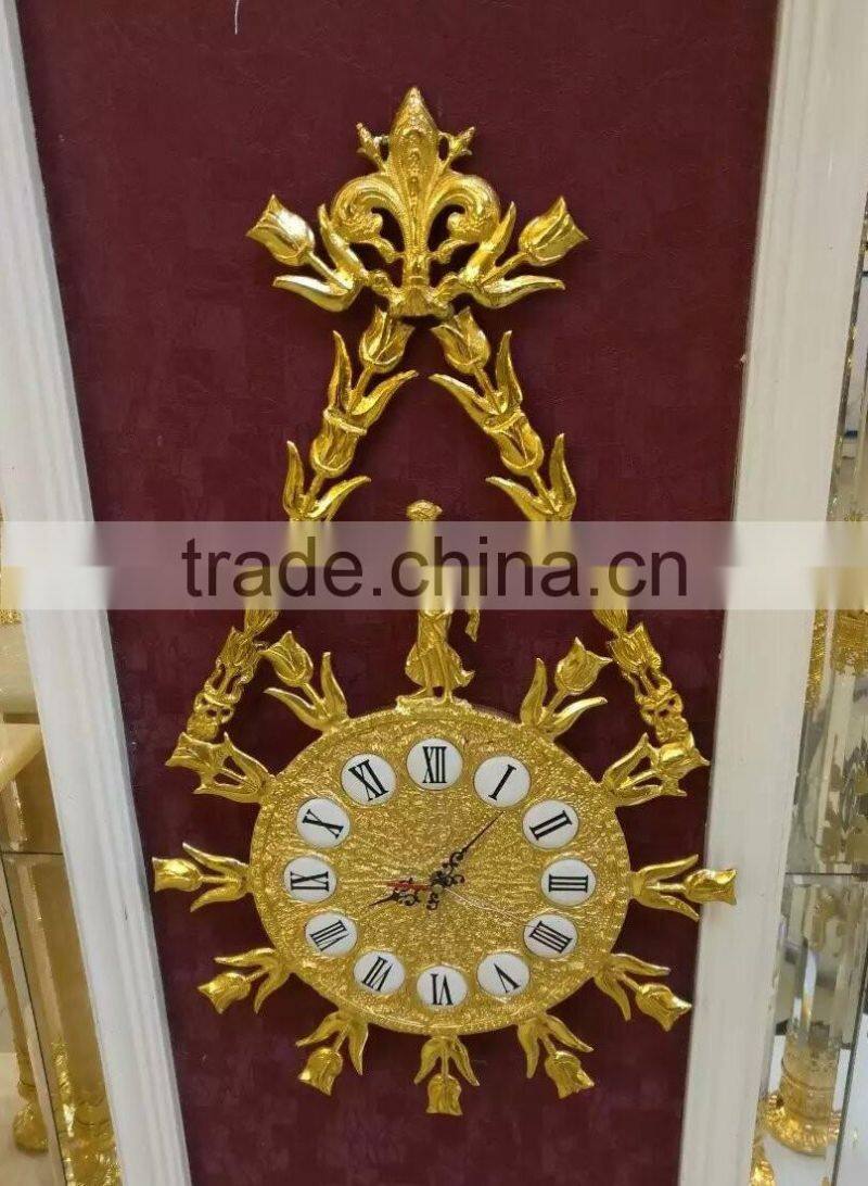 Luxury Gold Plated Wall Clock, French Louis XV Style Gilt Bronze Wall Hanging Clock