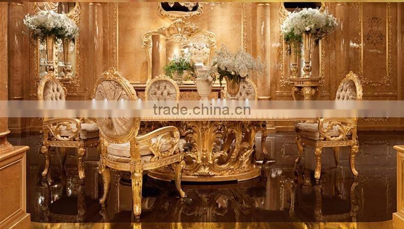 Royal Castle Golden Solid Wood Flower Stand Inlaid Wood Veneer, Noble Wood Carving Flower Rack Living Room Furniture Set