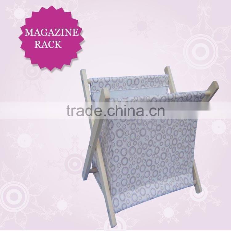 Antique wooden library magazine race, folding wooden magazine rack, wooden wicker book basket