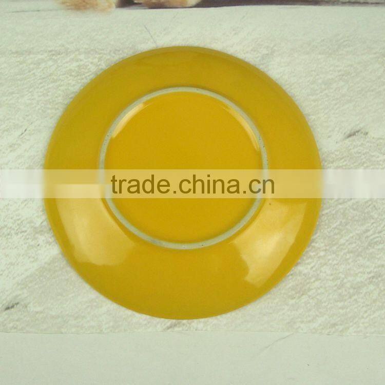 ceramic type children plate with cartoon decal and soild color