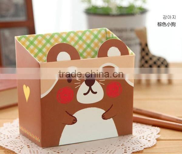 2514 Cute animal paper storage box custom stationery pen holder wholesale