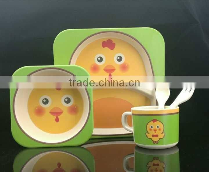Lovely children tableware, bamboo fiber children five sets