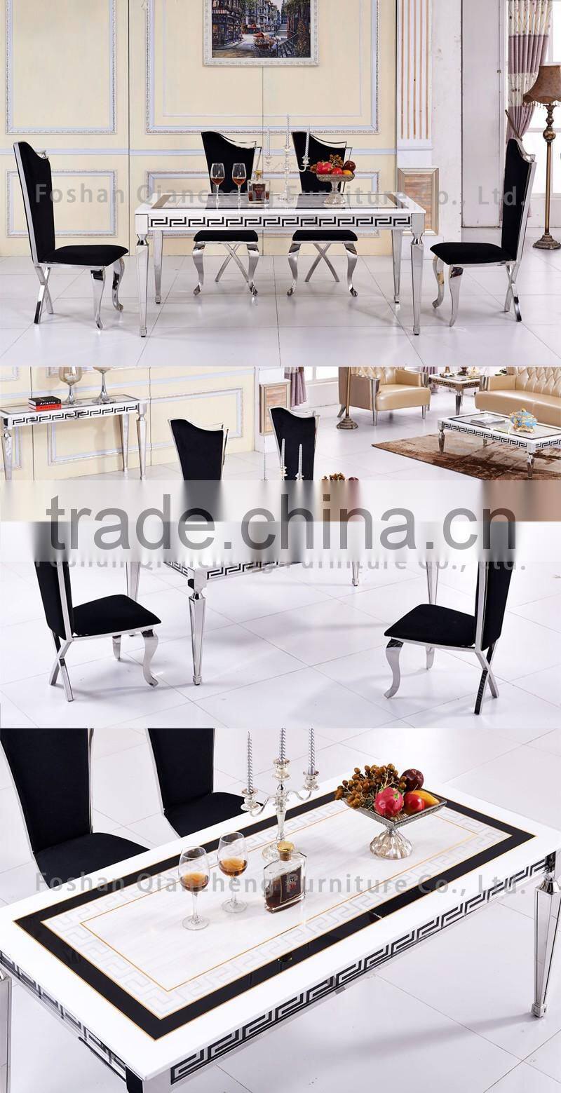 Luxury steel frame dining table set