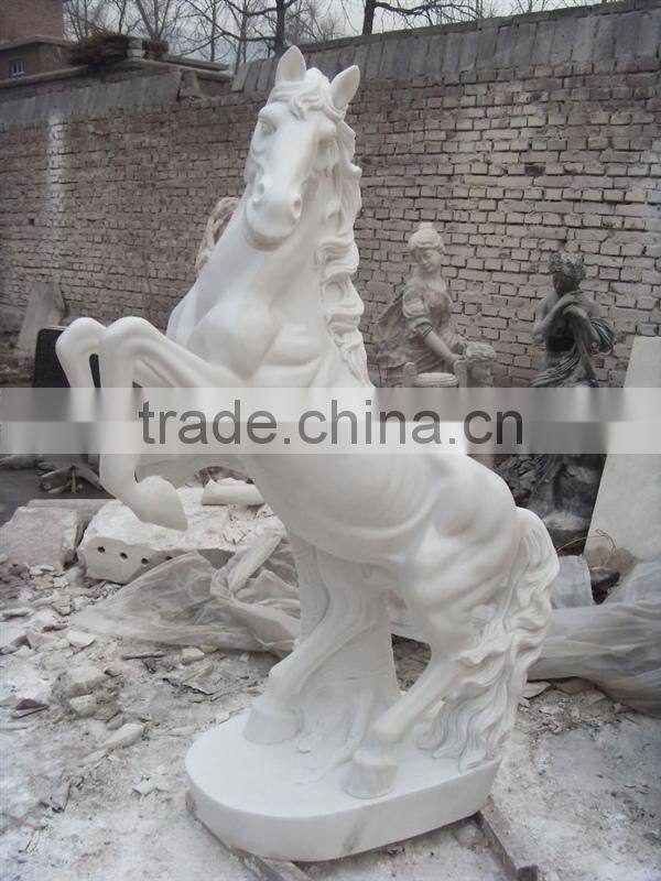 Hand carving white marble outdoor large animal horse sculpture