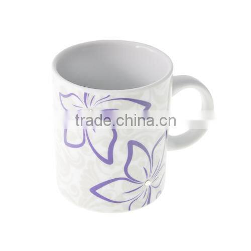 Hot Promotion Gift Ceramic Bauhinia Flower Double Wall Mug with Silicone Lid Made with Crystals