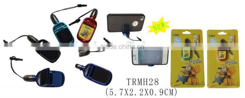 Multi-function 4 in 1 mobile phone holder & dust plug & touch pen and screen cleaner