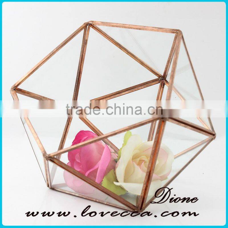 Indoor Plant Greenhouse Rose Gold Frame Hanging Glass Geometric Terrarium