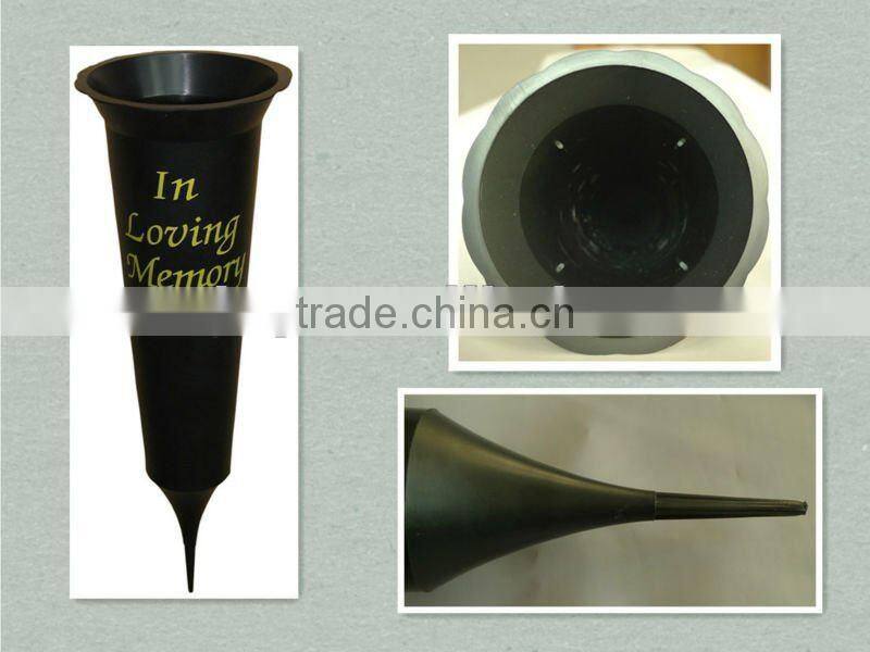black spiked in loving memory grave vase