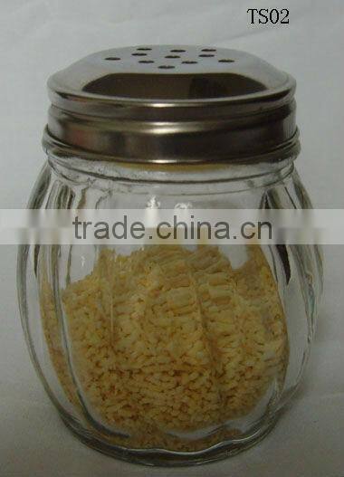 bell shape mini round glass spice shaker jar and metal lids