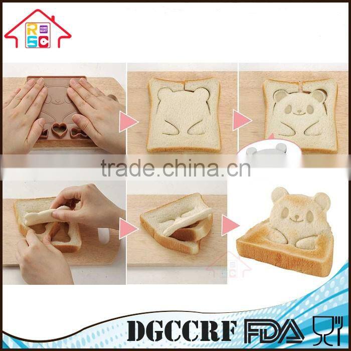 NBRSC Kitchen Plastic DIY Frog Bear Panda Shape 3 in 1 Sandwich Maker Bread Mold Cutter As Seen on TV