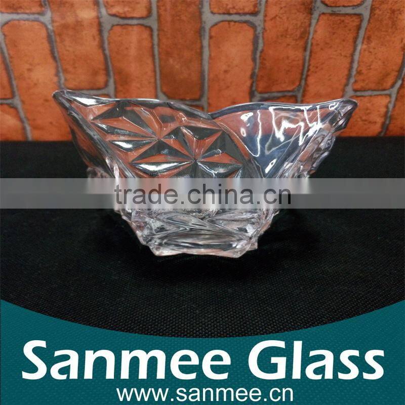 Square Diamond Embossed Glass Ice Cream Cup