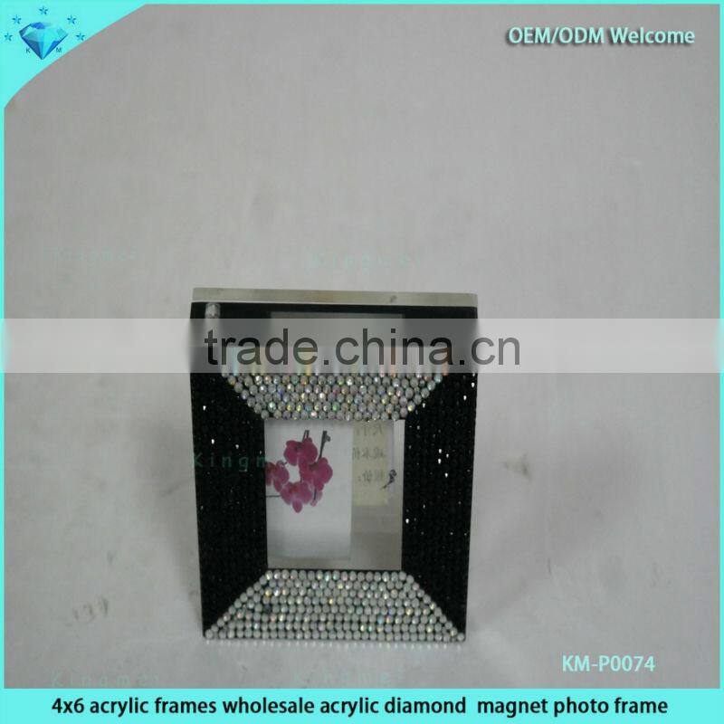 4x6 clear acrylic photo frame with diamond,acrylic magnet photo frame