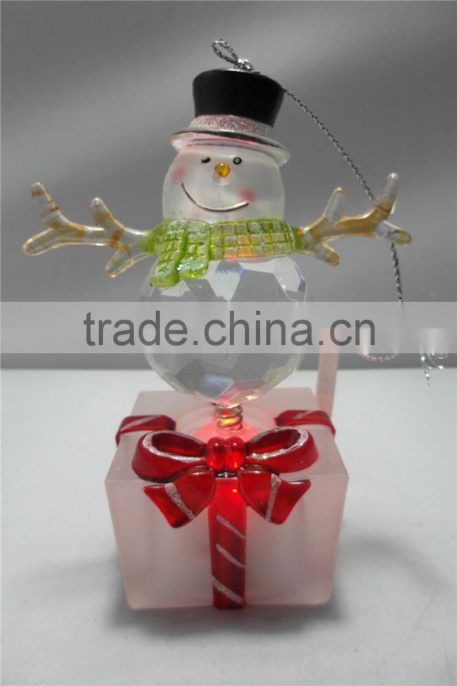 electronic LED light acrylic happy round snowman figurines toys for kids