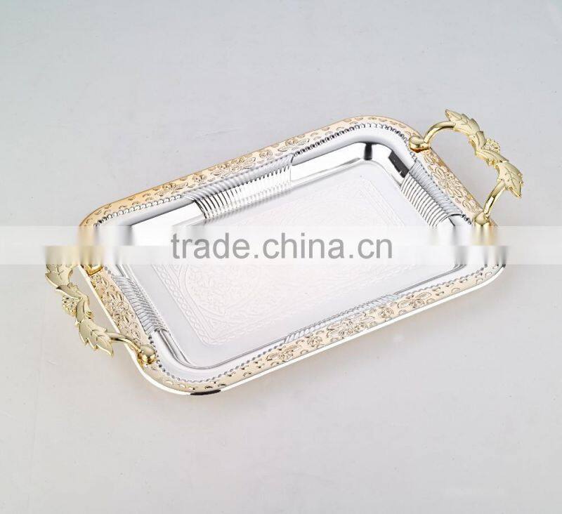 Gold Stainless Steel decorative tray for wedding