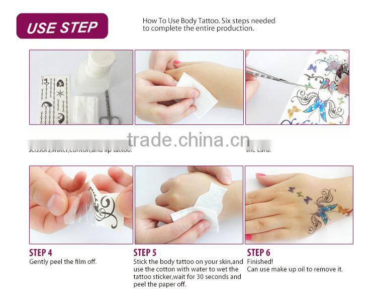 2016 artificial girl for sex gold silver metallic water transfer printing temporary tattoo sticker