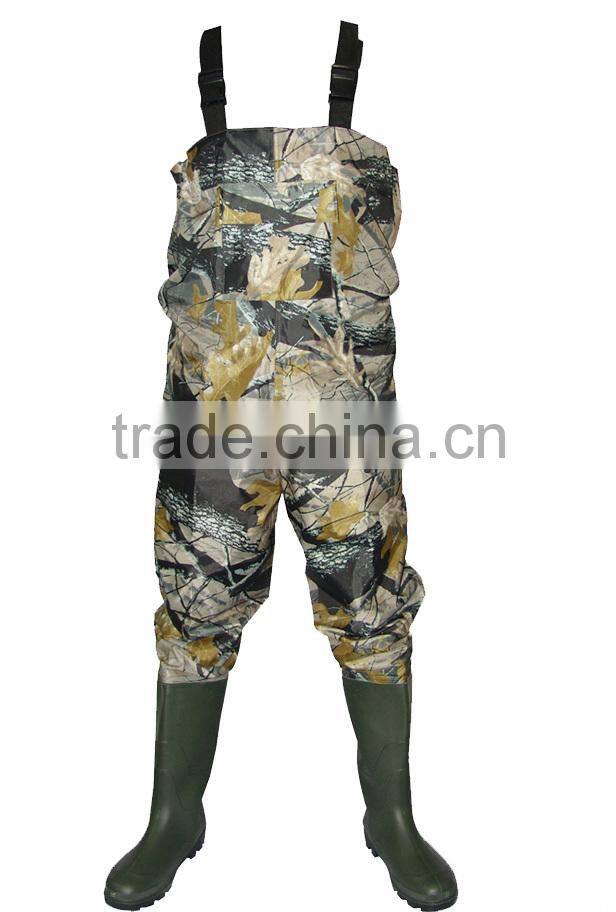 70D nylon pvc coating fishing camo chest waders