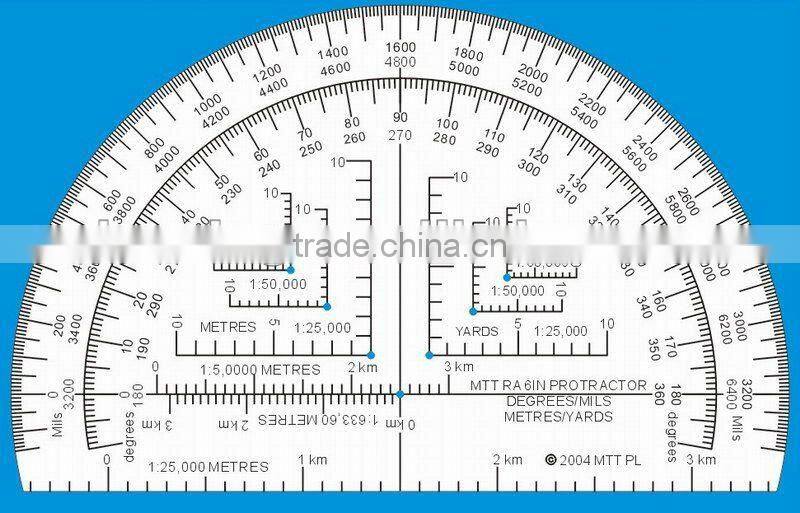Kearing R.A.6 inch Protractor in Degrees and Mills field kit for accurate map reading #KMP-1