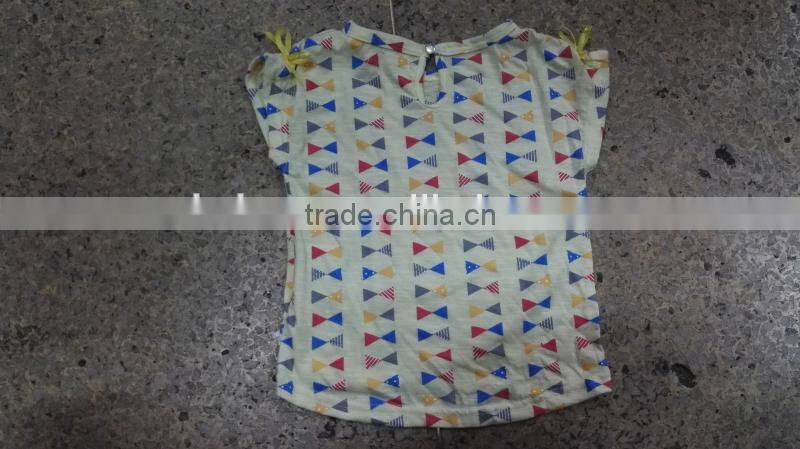 Yiwu stocks lots most popular girl's printed t-shirt