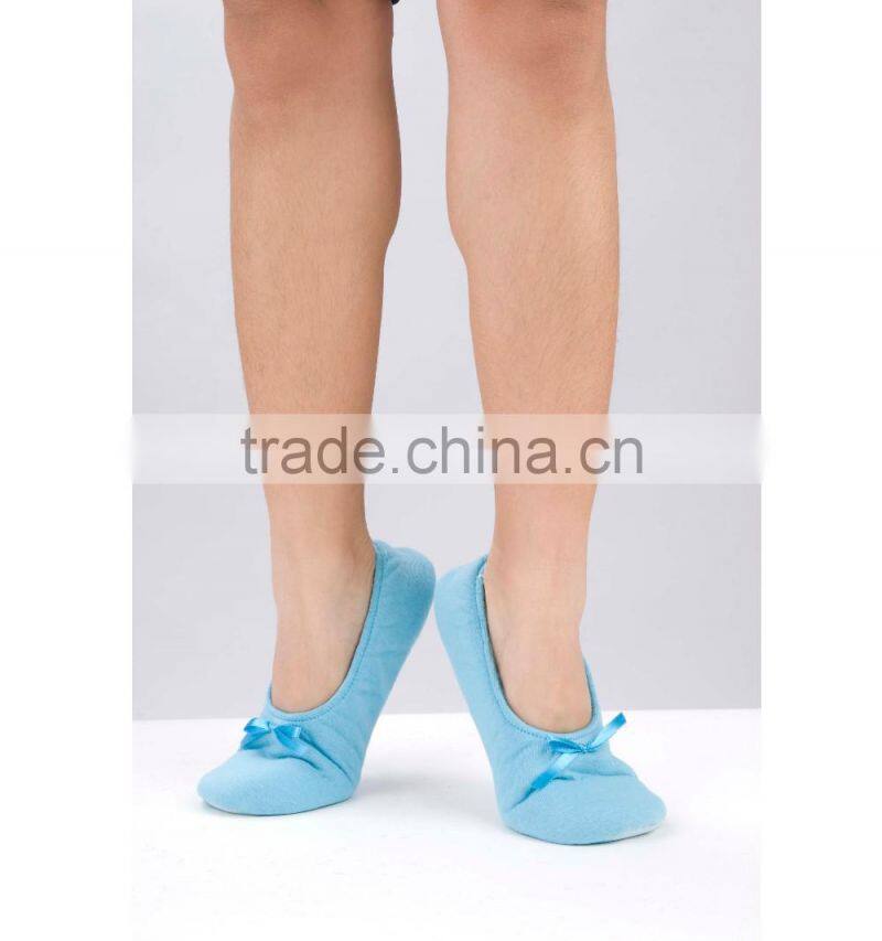 Women terry ballerina slippers with bow