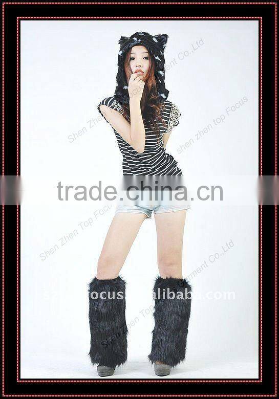 FASHION WINTER ANIMAL HAT WITH FLUFFY LEG WARMER SET