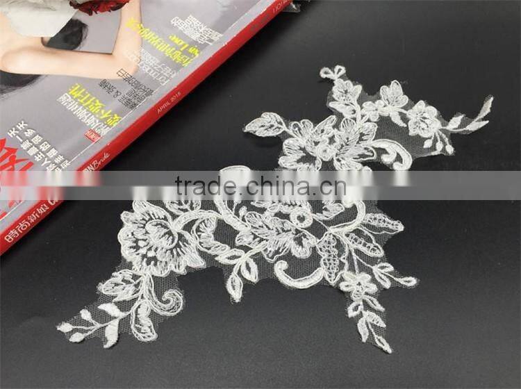 Wholesale exquisite bridal lace applique Embroidery Lace White Applique