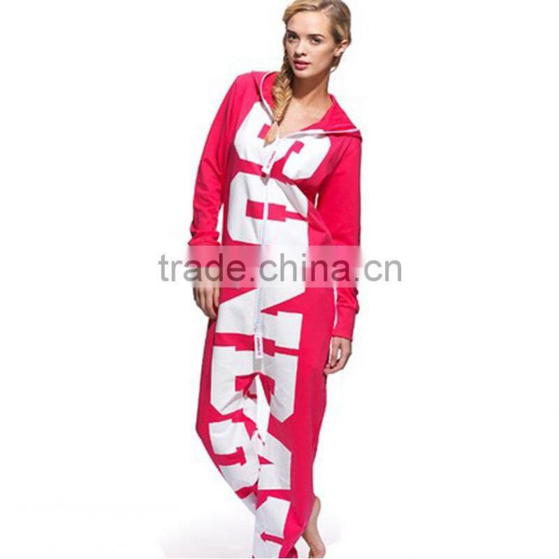 Wholesale cotton adult red one piece jumpsuit custom made adult print onesie