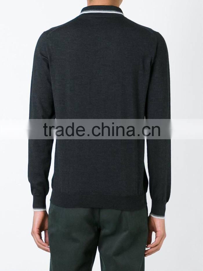 Black cashmere-silk blend double mercerized cotton polo shirt for male on sale