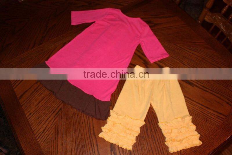 Fashion Baby Outfit Soft Cotton Girls Fall Boutique Sets Plain White Ruffle Top Polka Dot Pant Set Clothes