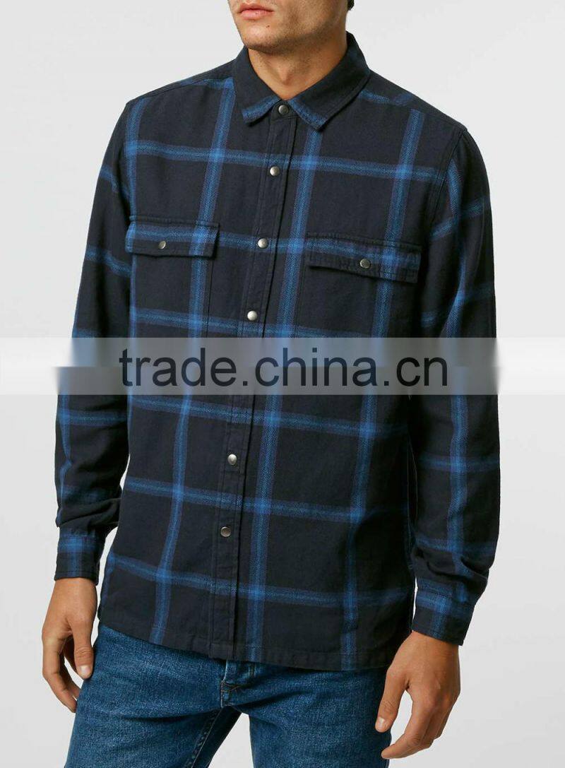 Wholesale custom long sleeve fashion plaid man shirt