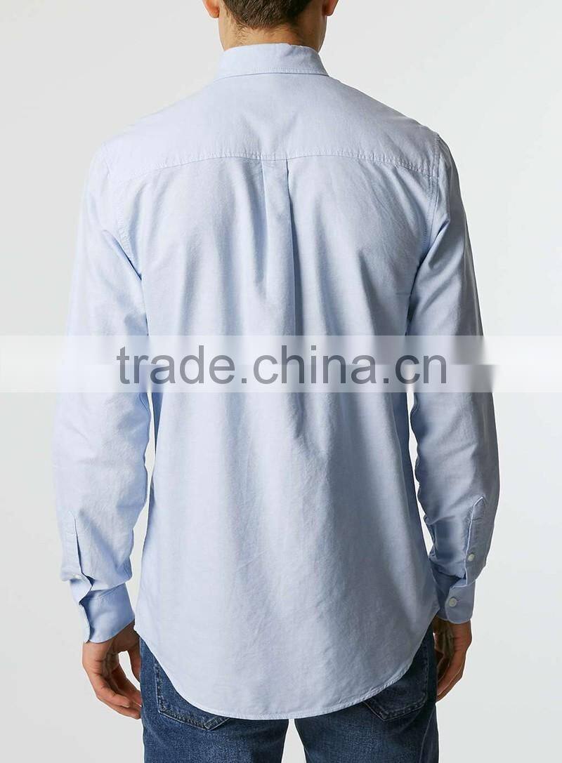 2016 latest Blue Oxford Long Sleeve Casual Shirt