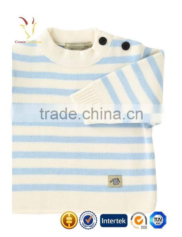 2016 New Fashion Crew Neck Knit Baby Sweater Baby Cashmere Sweater with Striped