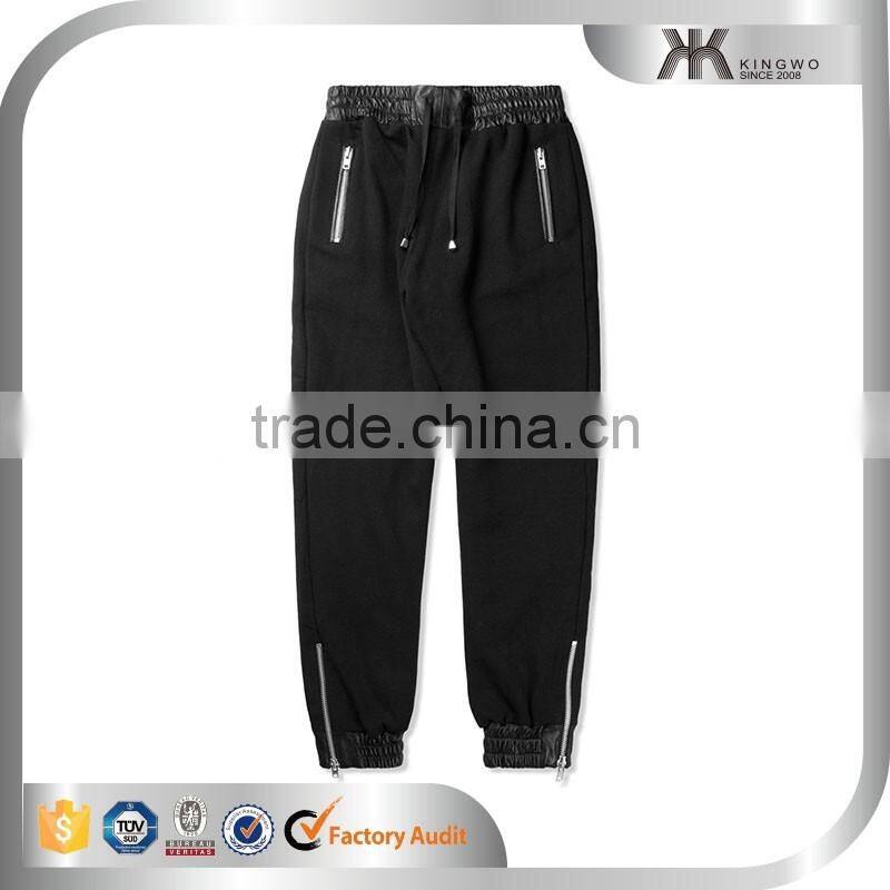PU Leather Waistband Wholesale Casual Sweat Pants Jogger Pants