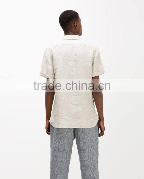 short sleeve linen shirts for men 2016 new design man shirt