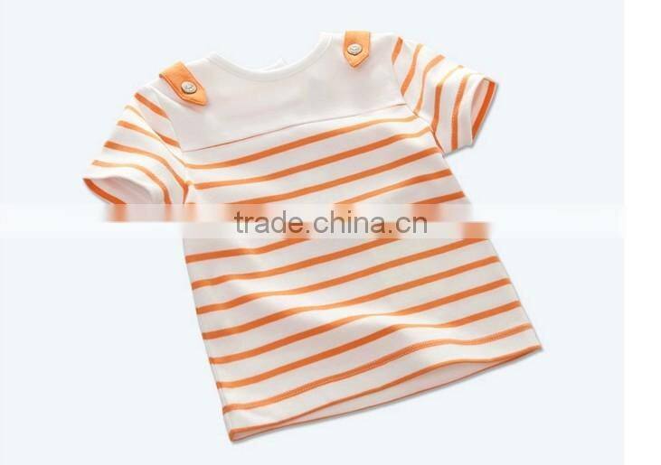 2016 summer male and female baby Navy Striped T-shirt