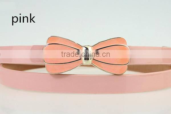 new arrival fashion design high quality with flower design alloy metal buckle women slim PU leather belt