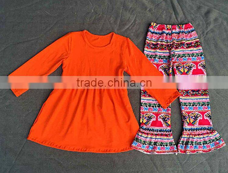 wholesale Happy fall Halloween boutique sets baby girls outfit wholesale boutique outfit orange dress ruffle pant remake outfits
