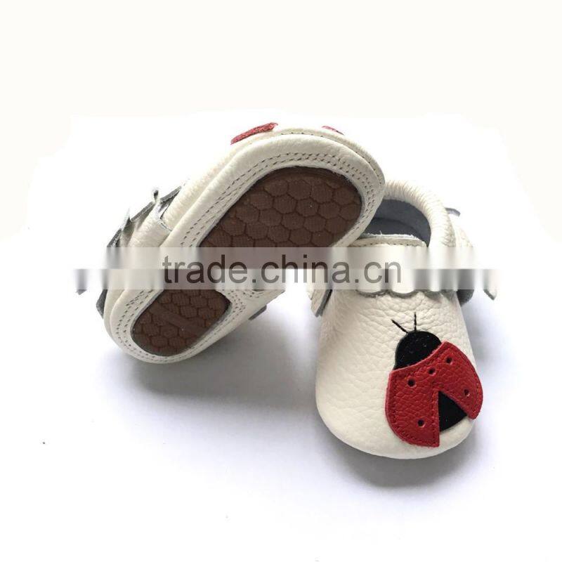 Rubber Soled Tassels Baby Moccasin 100% leather toddler shoes made in china