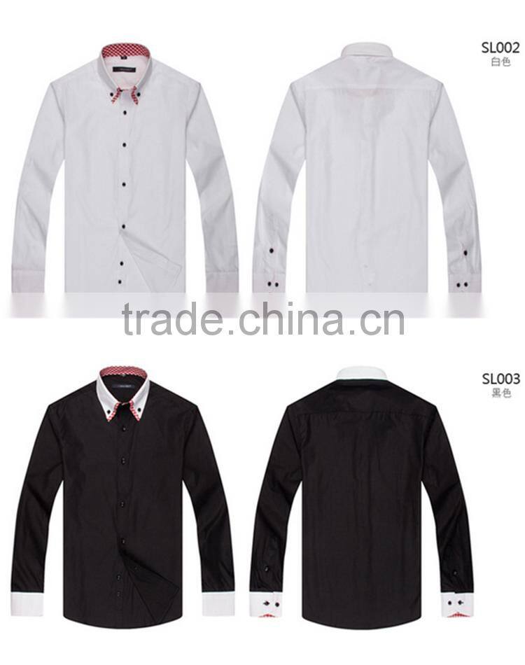 Latest shirt designs for men 2016 alibaba customise solid color men's dress Fashionable long sleeve uniform t shirt