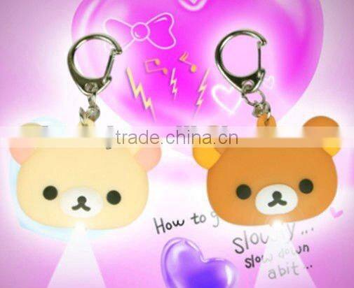 Bear LED light keychain promotion gift with sound printed logo