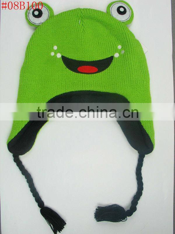 carton knitted cap with braid earflap