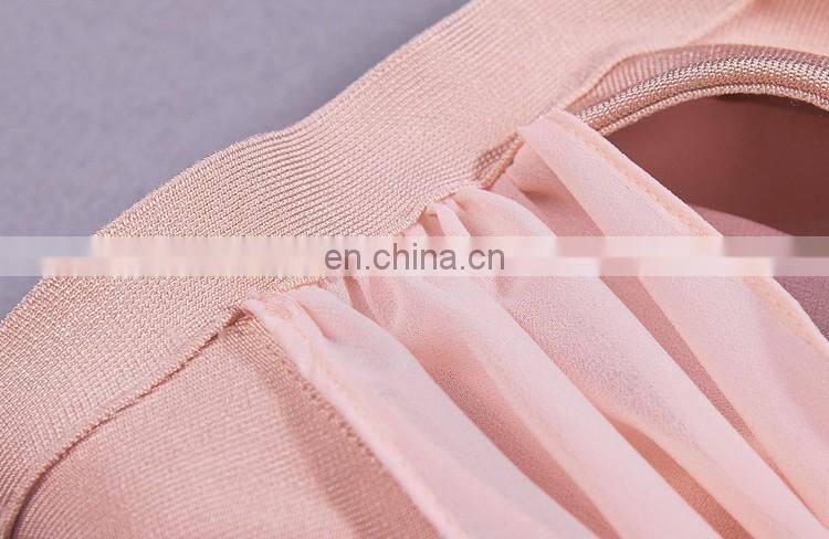 Amigo 2017 Black long chiffon cape sleeve high vent Barelegged long bandage dress modest dresses for young girls