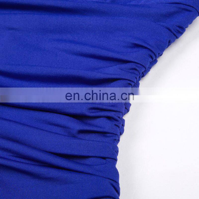 Hanna Nikole Women's Solid Color Plus Size 3/4 Sleeve V-Neck Blue Evening Party Dress HN0023-3